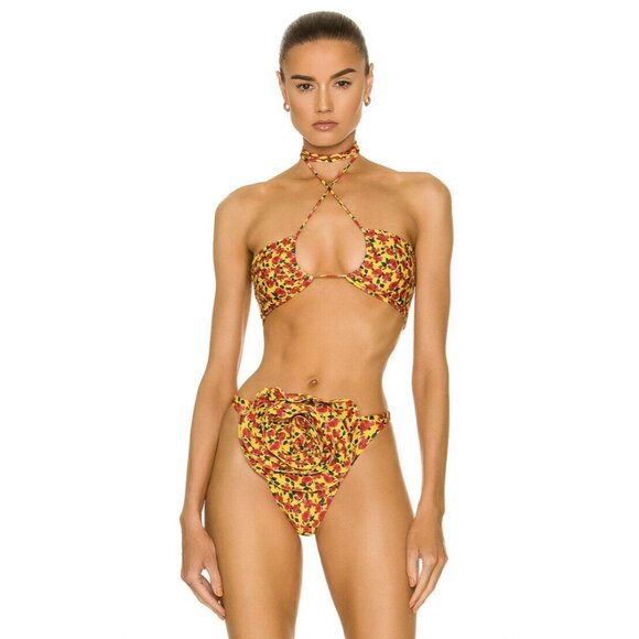 Magda Butrym Floral Bikini Top Yellow Swim